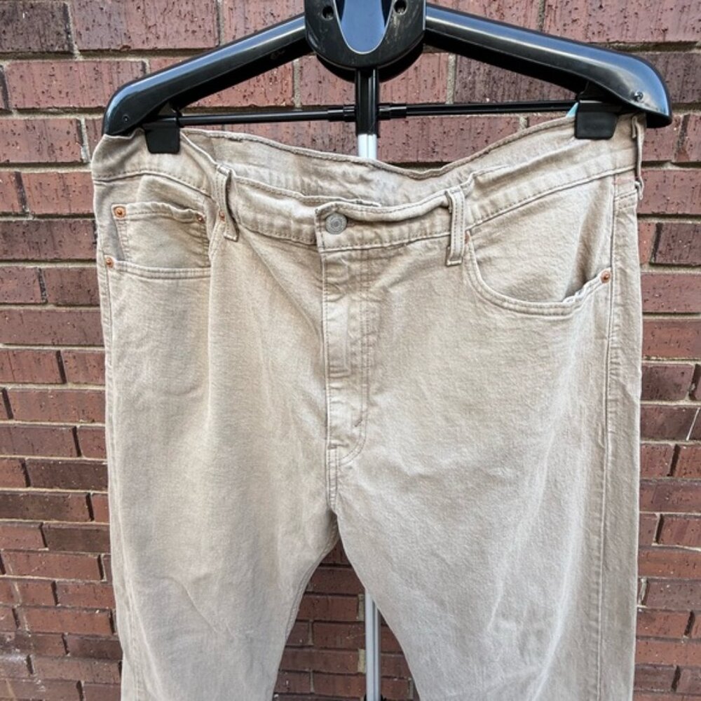 Levis 505 Jeans Mens 40 X 30 Khaki Straight Leg Tan Denim Casual Classic Pants - Picture 2 of 9